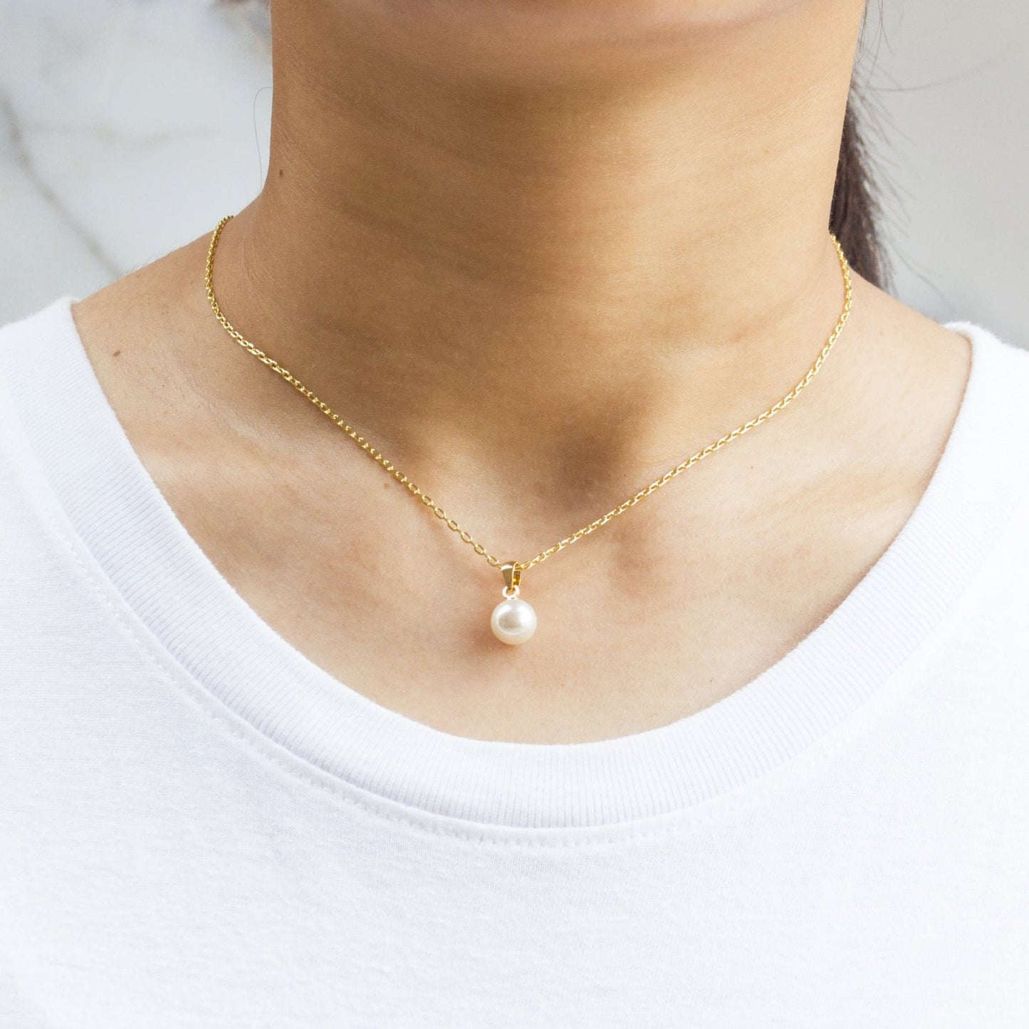Gold Plated Shell Pearl Necklace