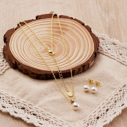 Gold Plated Shell Pearl Set