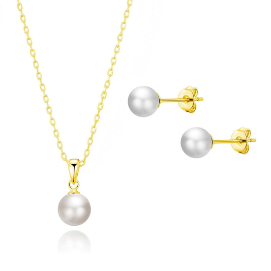 Gold Plated Shell Pearl Set