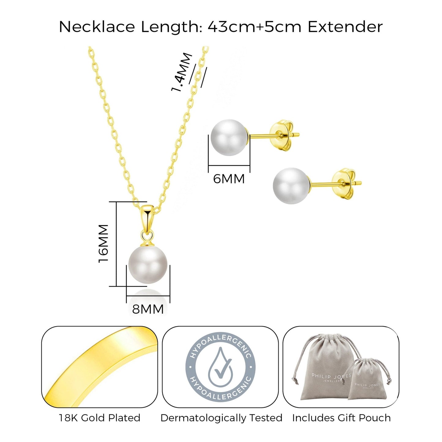 18k Gold Plated Shell Pearl Set