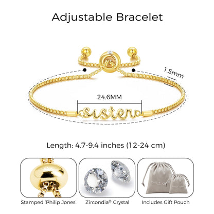 Gold Plated Sister Bracelet Created with Zircondia® Crystals