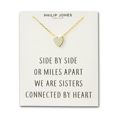 Gold Plated Sister Heart Necklace with Quote Card