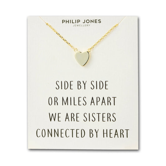 Gold Plated Sister Heart Necklace with Quote Card