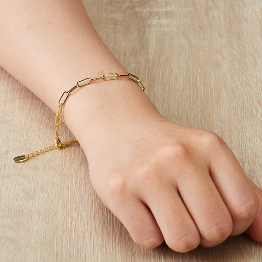 Gold Plated Small Link Paperclip Bracelet