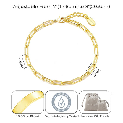 Gold Plated Small Link Paperclip Bracelet