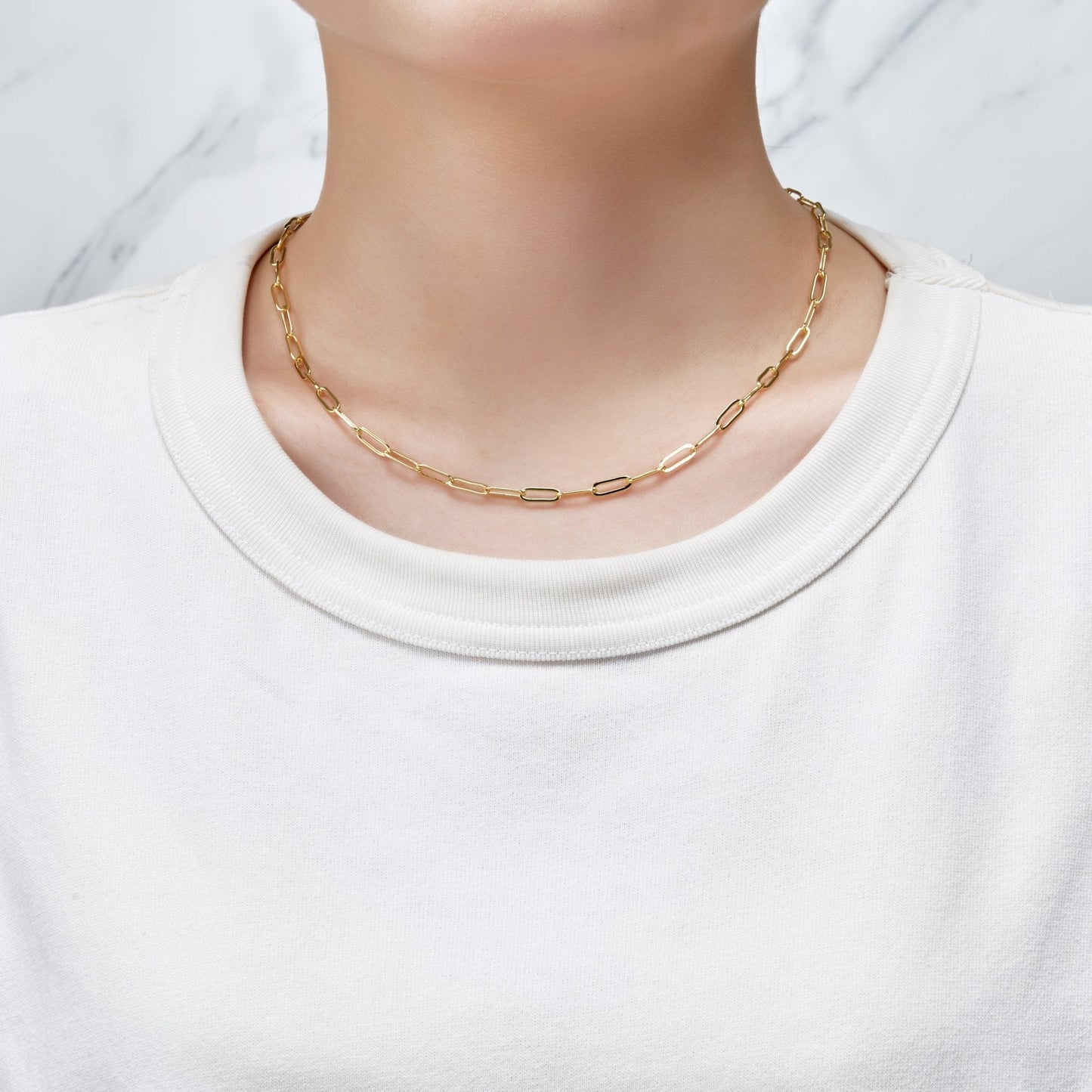Gold Plated Small Link Paperclip Necklace