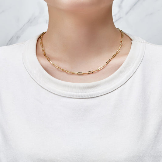 Gold Plated Small Link Paperclip Necklace
