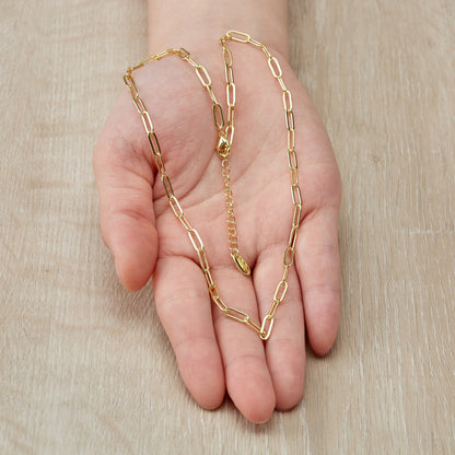 Gold Plated Small Link Paperclip Necklace