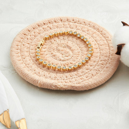 Gold Plated Solitaire Bracelet Created with Zircondia® Crystals