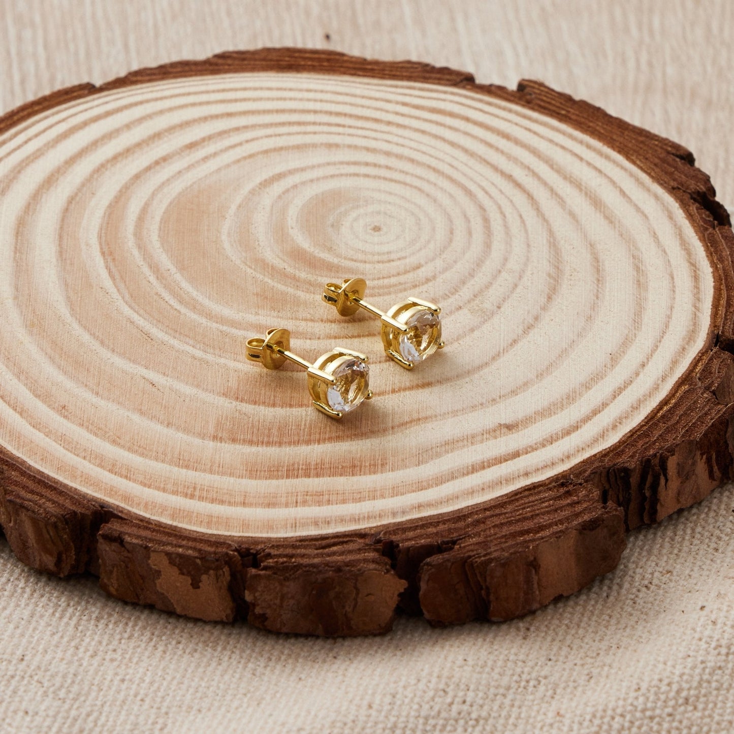 Gold Plated Solitaire Crystal Stud Earrings Created with Zircondia® Crystals