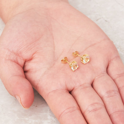 Gold Plated Solitaire Crystal Stud Earrings Created with Zircondia® Crystals