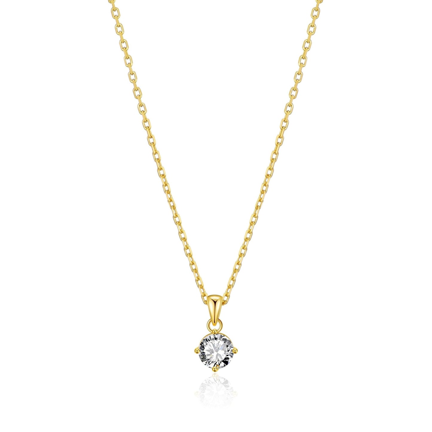 18k Gold Plated Solitaire Necklace Created with Zircondia® Crystals