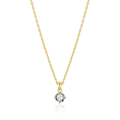 18k Gold Plated Solitaire Necklace Created with Zircondia® Crystals