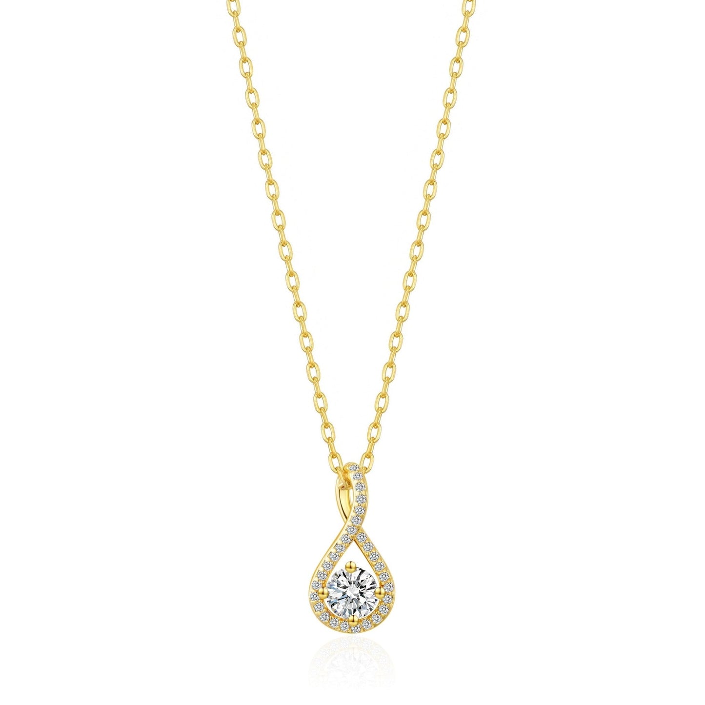 Collier Solitaire Torsadé Plaqué Or 18 carats Créé avec des Cristaux Zircondia®