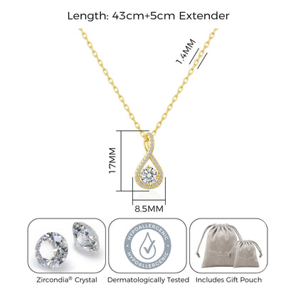 Collier Solitaire Torsadé Plaqué Or 18 carats Créé avec des Cristaux Zircondia®