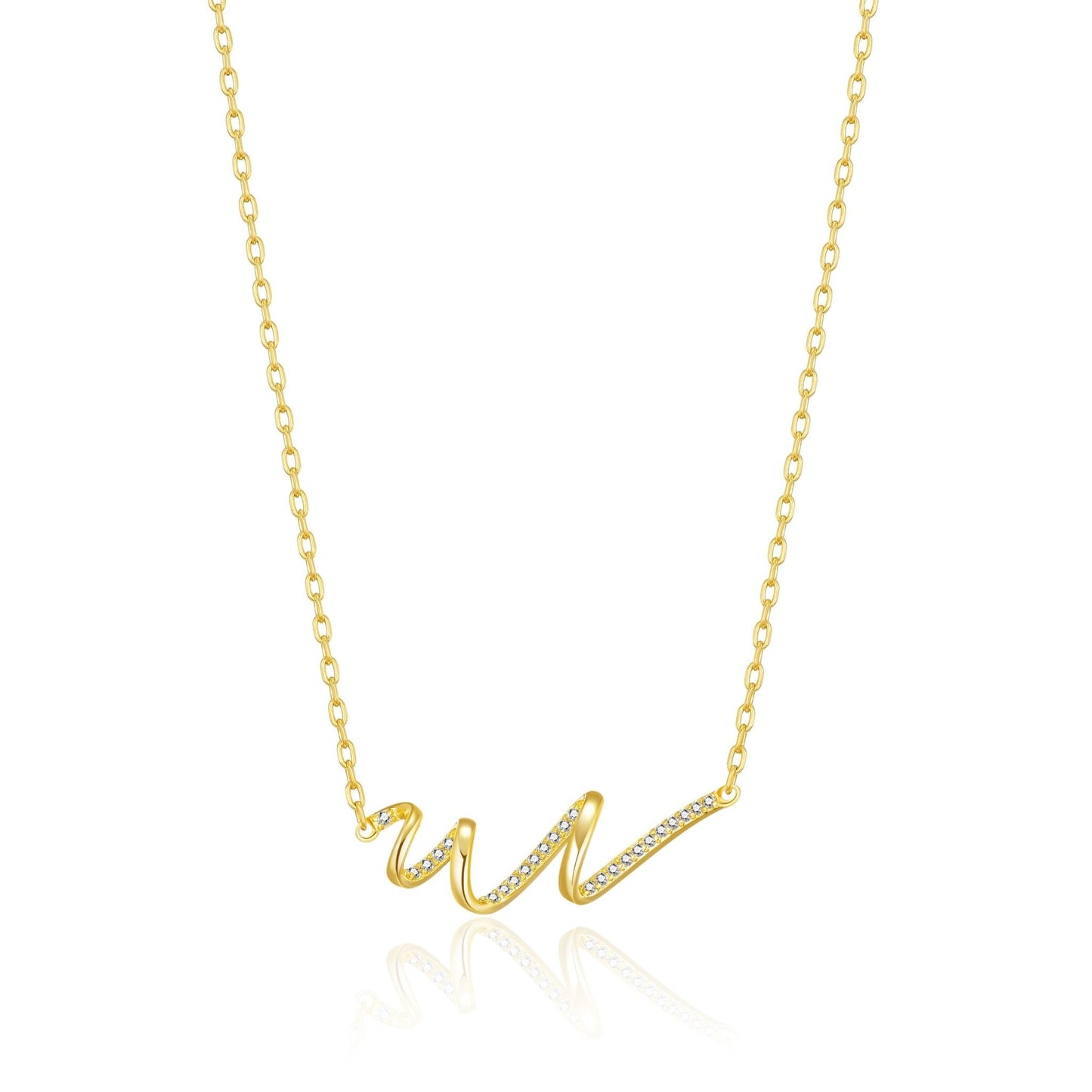 18k Gold Plated Spiral Necklace Created with Zircondia® Crystals