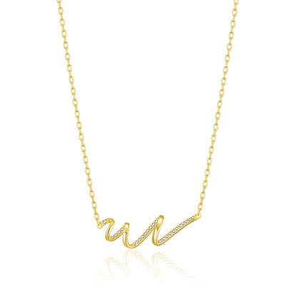 18k Gold Plated Spiral Necklace Created with Zircondia® Crystals
