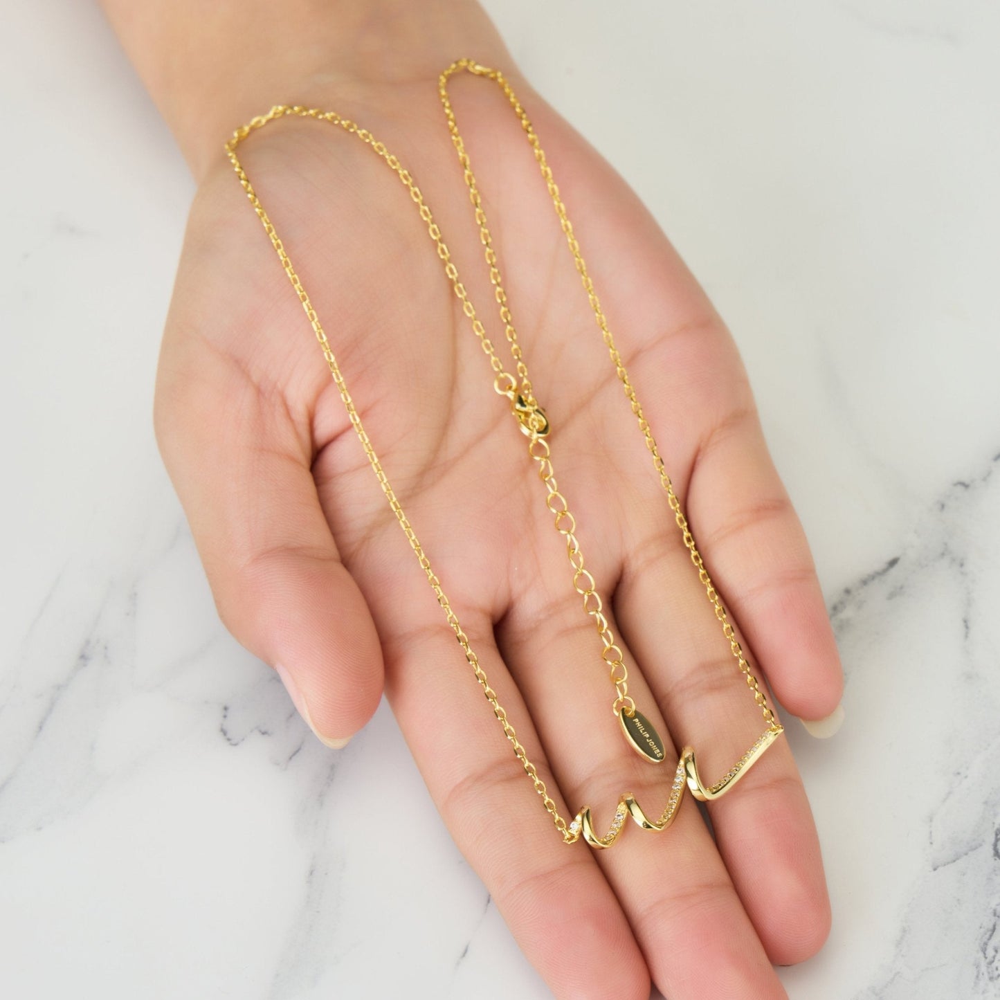 18k Gold Plated Spiral Necklace Created with Zircondia® Crystals