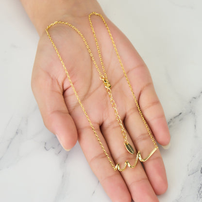 18k Gold Plated Spiral Necklace Created with Zircondia® Crystals