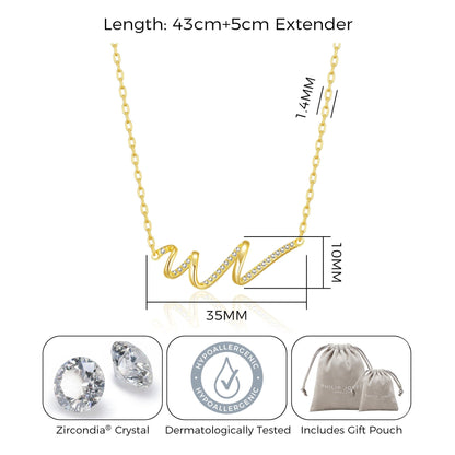 18k Gold Plated Spiral Necklace Created with Zircondia® Crystals