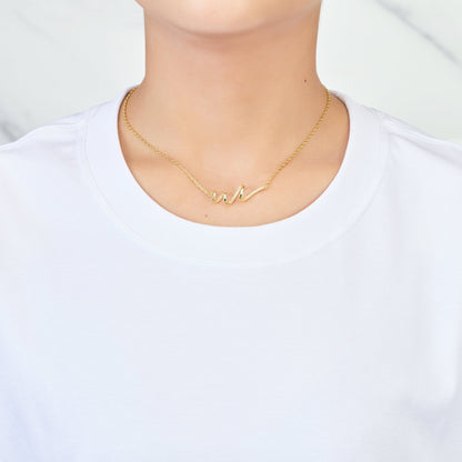 18k Gold Plated Spiral Necklace Created with Zircondia® Crystals