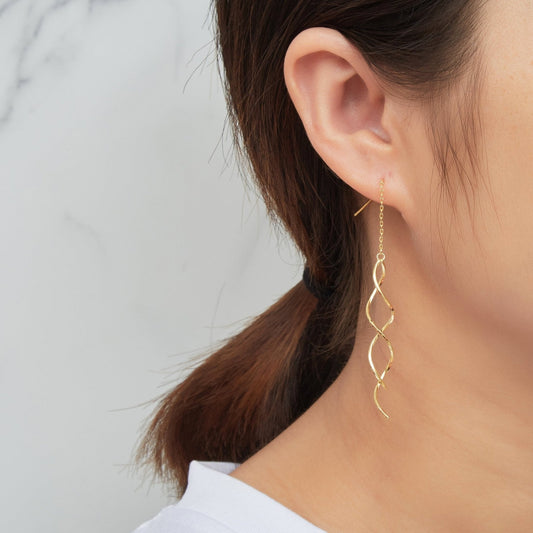 Gold Plated Spiral Thread Earrings