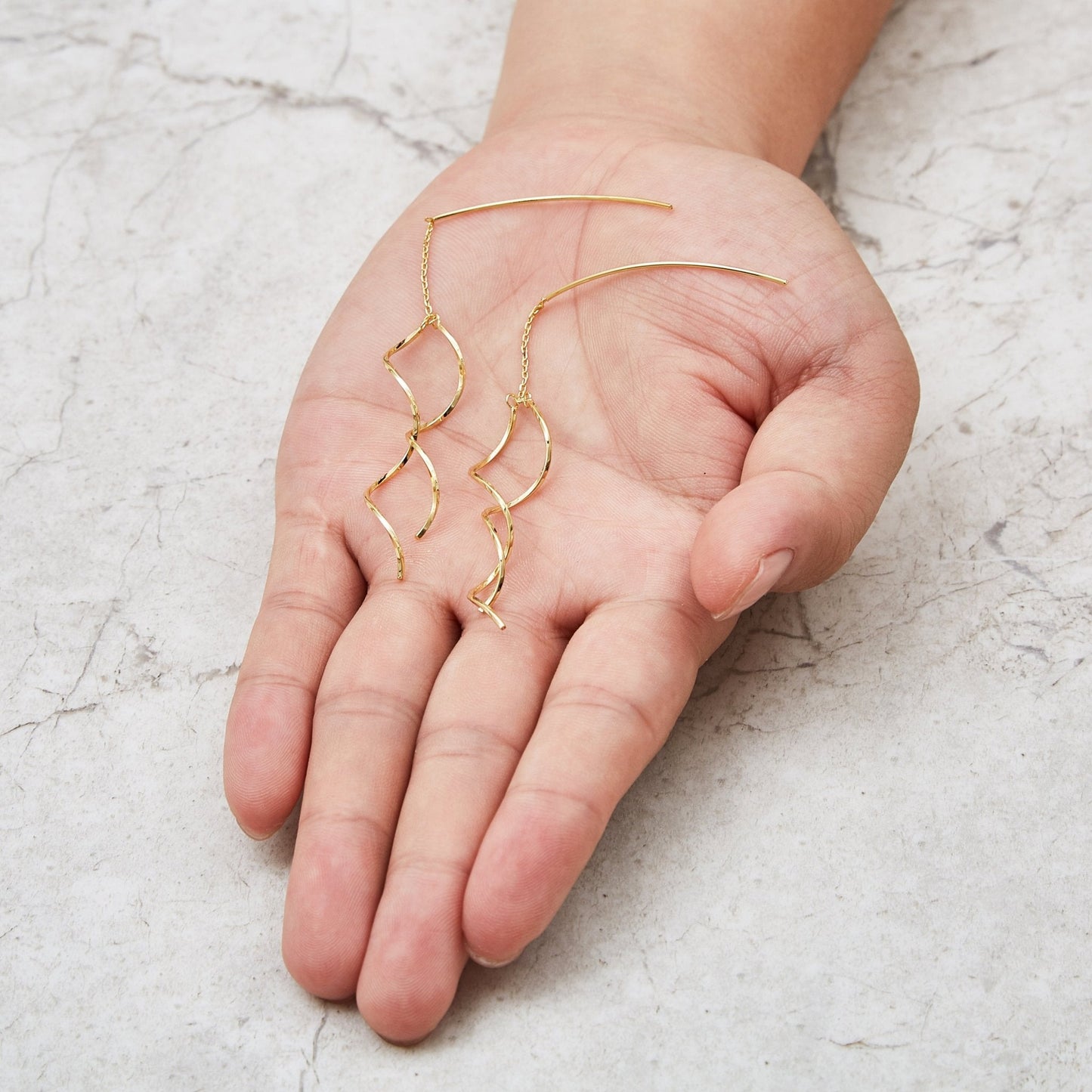 Gold Plated Spiral Thread Earrings