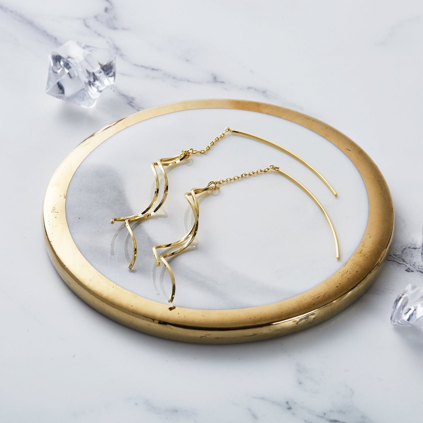 Gold Plated Spiral Thread Earrings