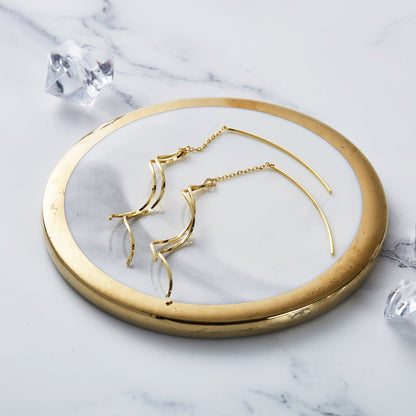 Gold Plated Spiral Thread Earrings