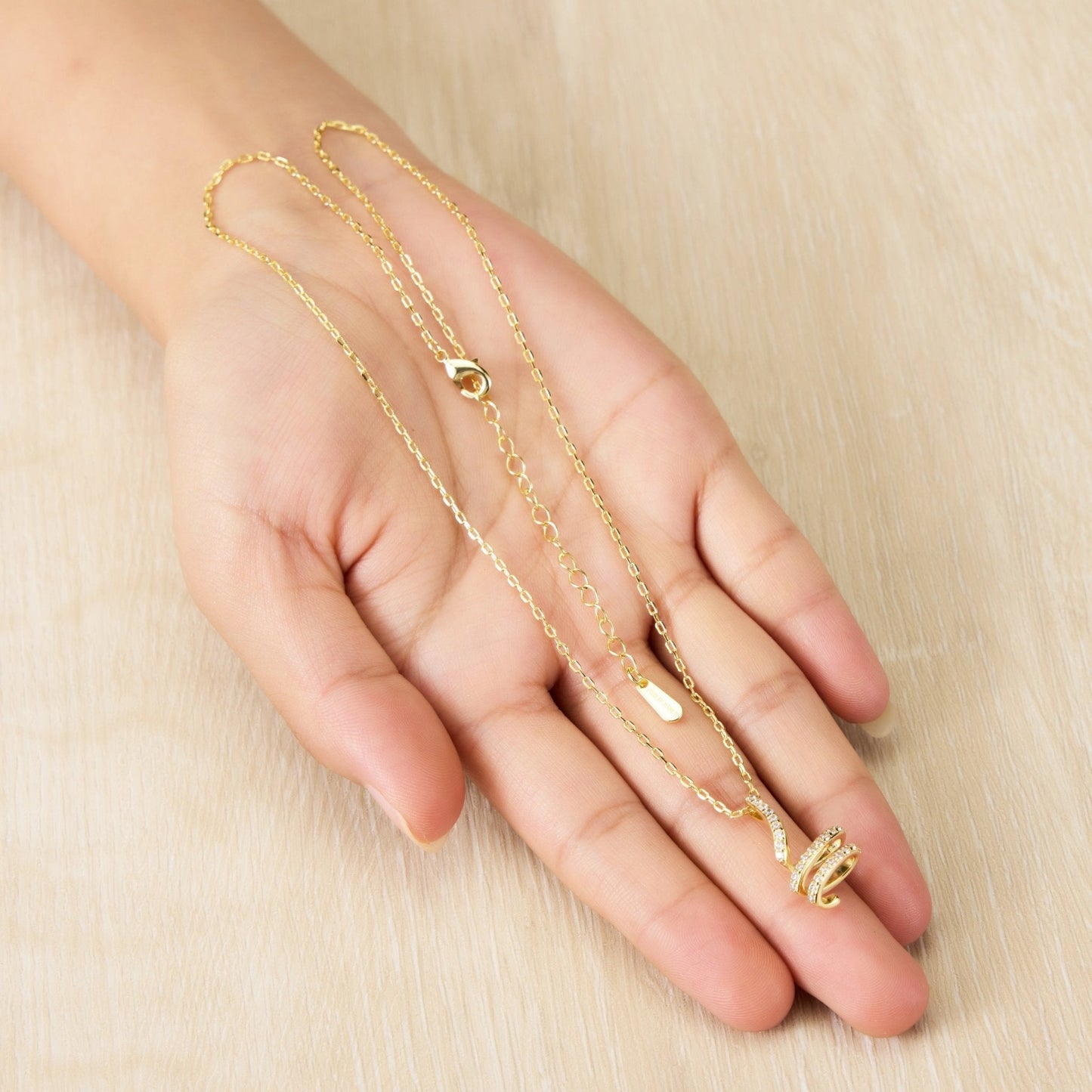 18k Gold Plated Spiral Twist Necklace Created with Zircondia® Crystals