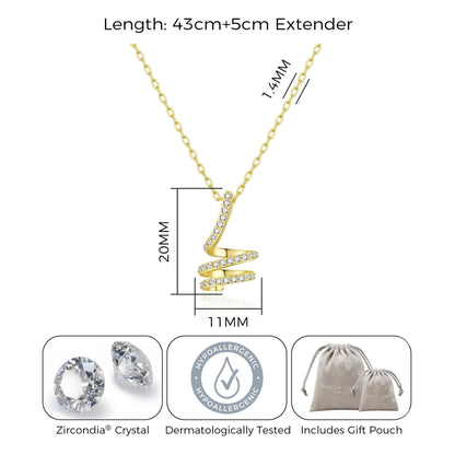 18k Gold Plated Spiral Twist Necklace Created with Zircondia® Crystals