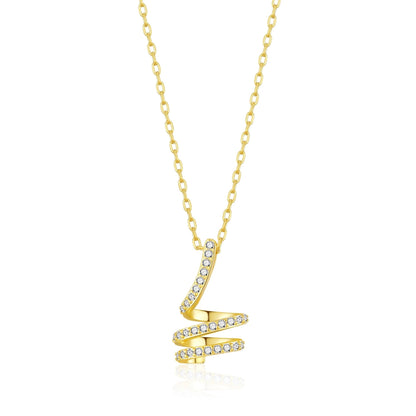 18k Gold Plated Spiral Twist Necklace Created with Zircondia® Crystals