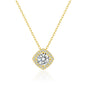 Gold Plated Square Halo Necklace Created with Zircondia® Crystals