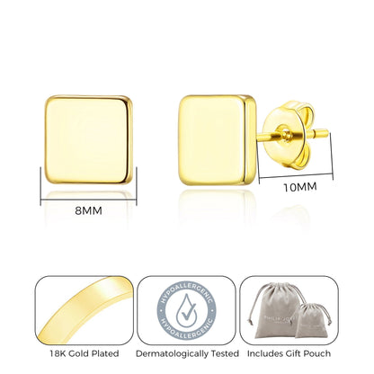 Gold Plated Square Stud Earrings