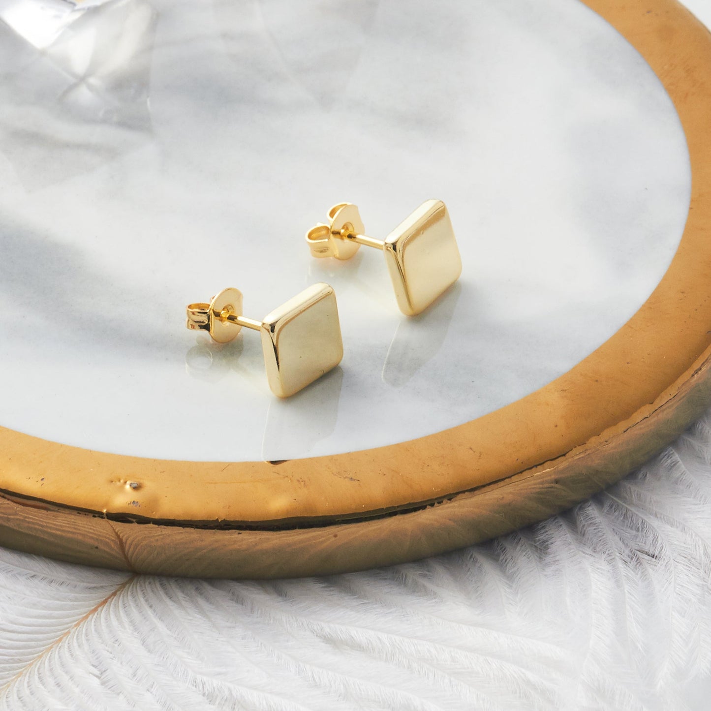 Gold Plated Square Stud Earrings