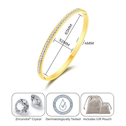 Gold Plated Stainless Steel Channel Set Bangle Created with Zircondia® Crystals (7 Inch)