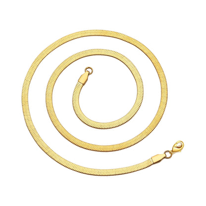 Gold Plated Stainless Steel Herringbone Flat Snake Chain 16" 18" 20" Inch Necklace