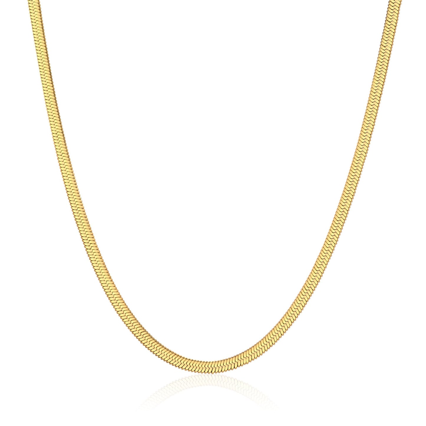18k Gold Plated Stainless Steel Herringbone Flat Snake Chain 16" 18" 20" Inch Necklace