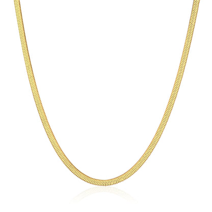 18k Gold Plated Stainless Steel Herringbone Flat Snake Chain 16" 18" 20" Inch Necklace