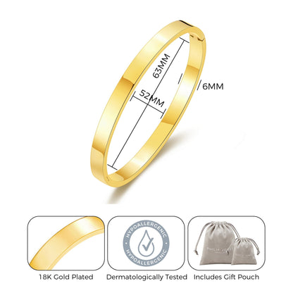 Gold Plated Stainless Steel Polished Bangle (7 Inch)