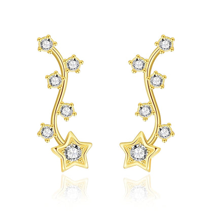 Gold Plated Star Climber Earrings Created with Zircondia® Crystals