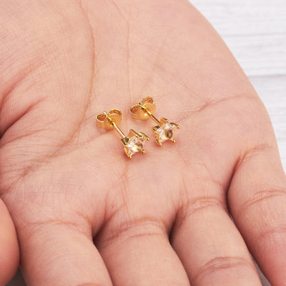 Gold Plated Star Earrings Created with Zircondia® Crystals
