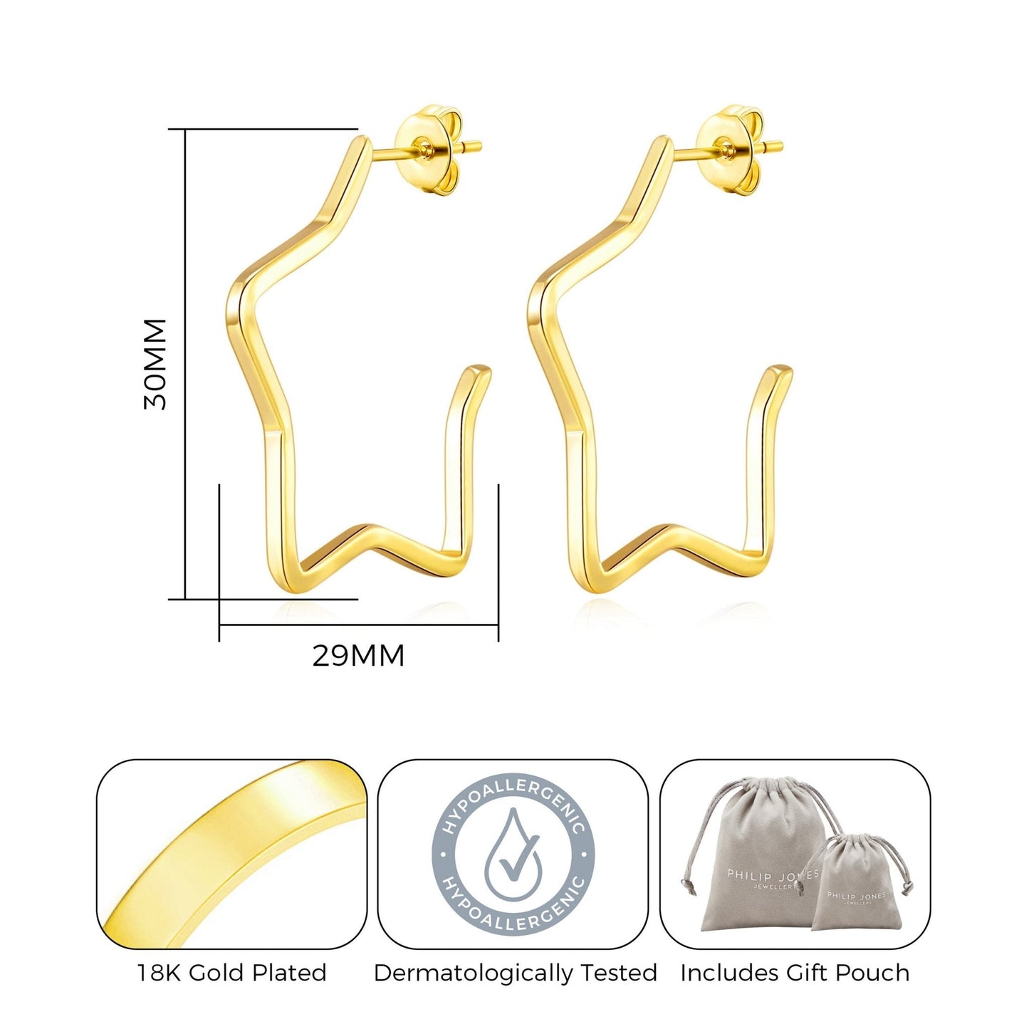 Gold Plated Star Hoop Earrings