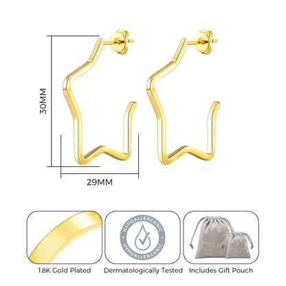 Gold Plated Star Hoop Earrings
