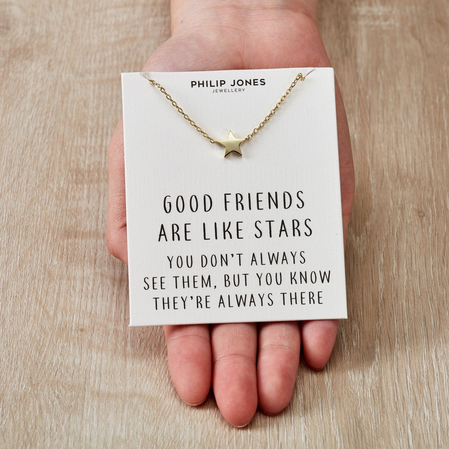 Gold Plated Star Necklace with Quote Card
