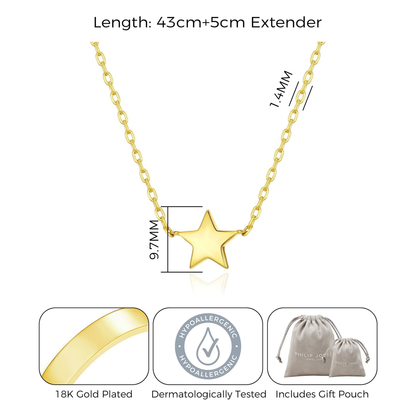 18k Gold Plated Star Necklace