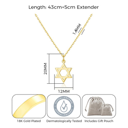 18k Gold Plated Star of David Necklace