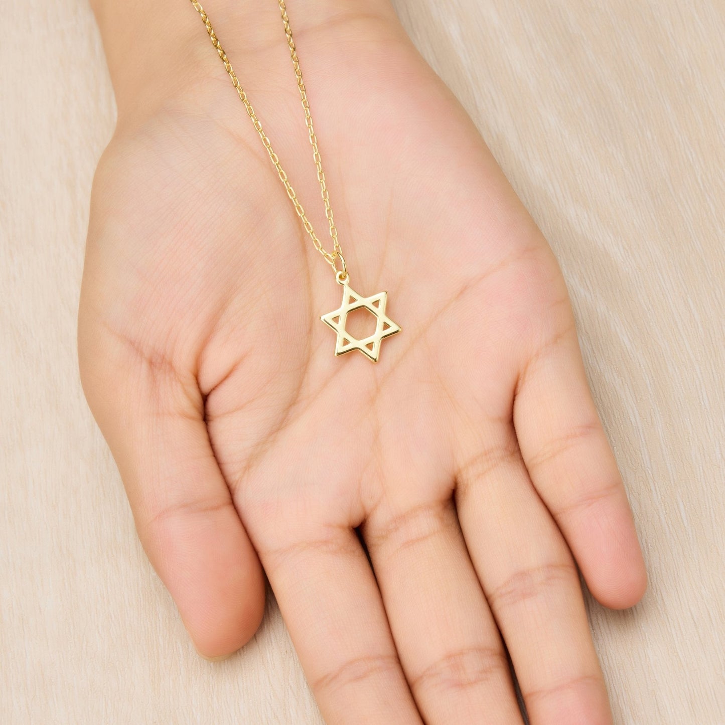 18k Gold Plated Star of David Necklace