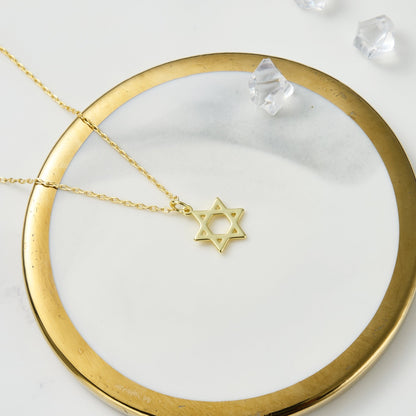 18k Gold Plated Star of David Necklace