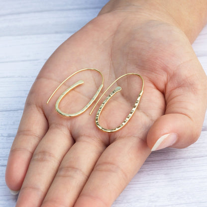 Gold Plated Sterling Silver Hammered Hoop Earrings